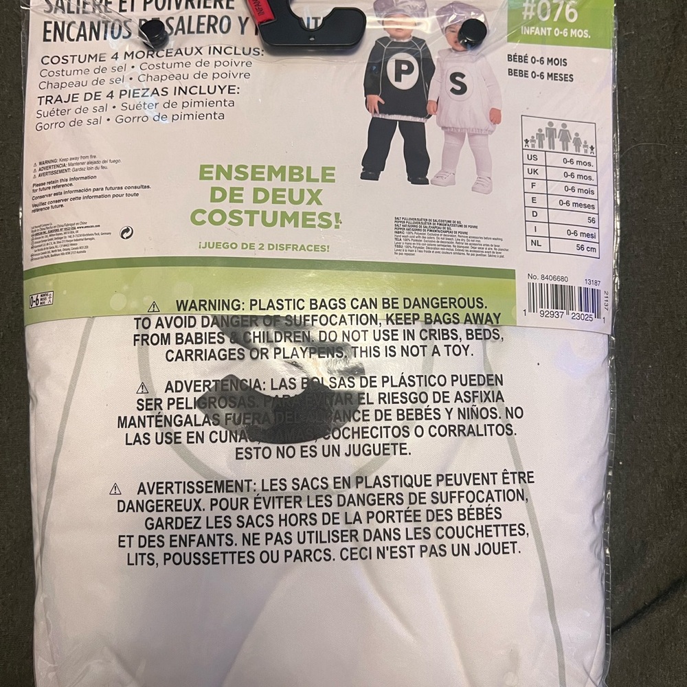 NWT Infant Shaker Sweeties Costume Set - Black & White, 0-6m - Picture 5 of 5